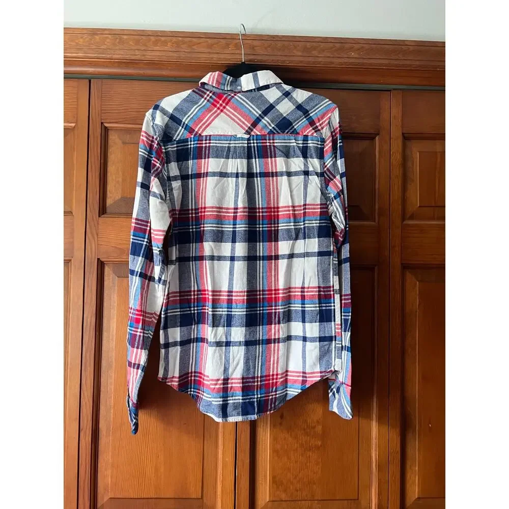 NWT Chubbies Mens The All Around Stretch Flannel Button Down Shirt Red Blue SZ M